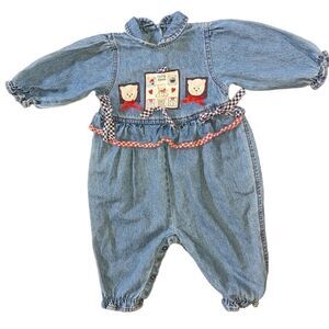 Sesame street vintage cuddly kitten‎ denim outfit size 6/9 months